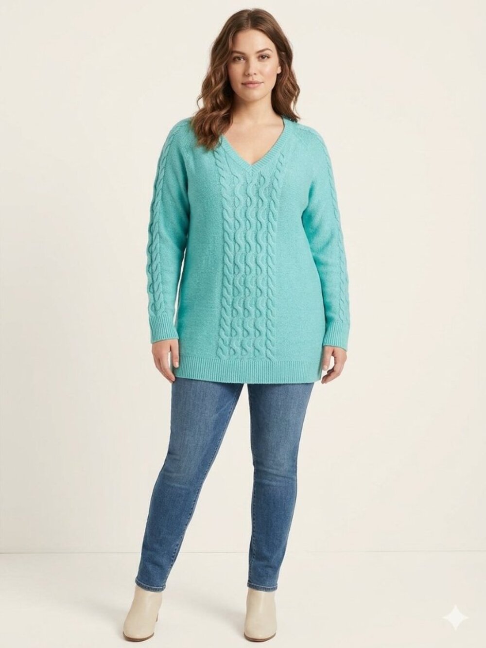 NWT Lane Bryant aqua pullover knit sweater, size 14/16